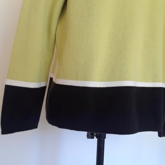 Liz Claiborne Avocado Green Striped Zip Up Sweater - Picture 8 of 10